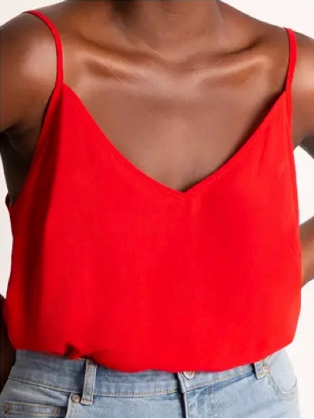 Wilfred Red V-Neck Spaghetti Strap Cropped Camisole